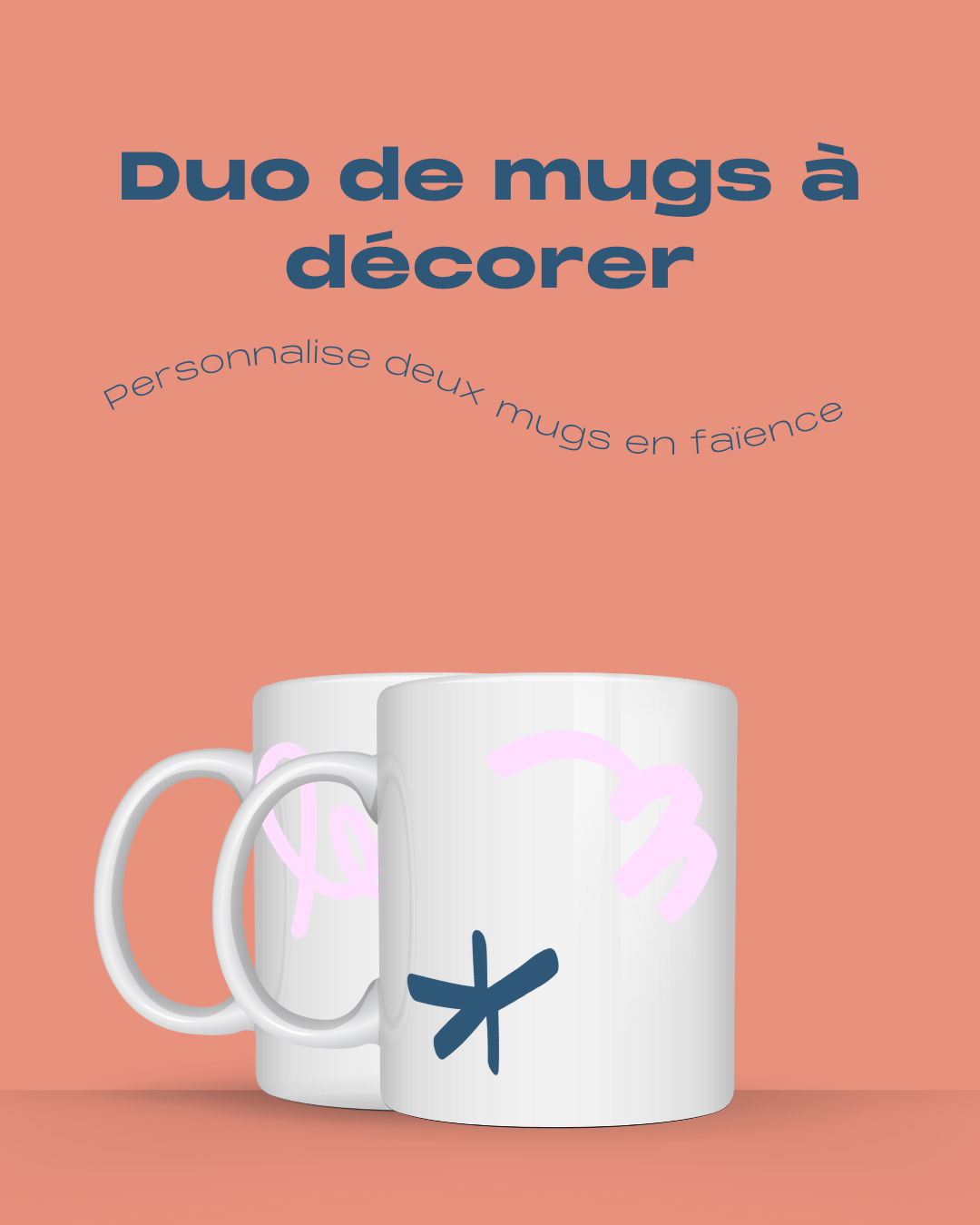 Duo of mugs to decorate - Painting on enamel without potter's kiln